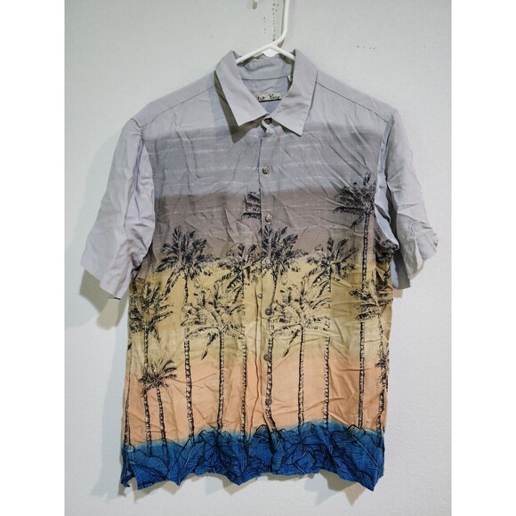 Batik Bay Hawaiian Shirt Large Rayon Collared Palm Trees button down - Picture 1 of 5